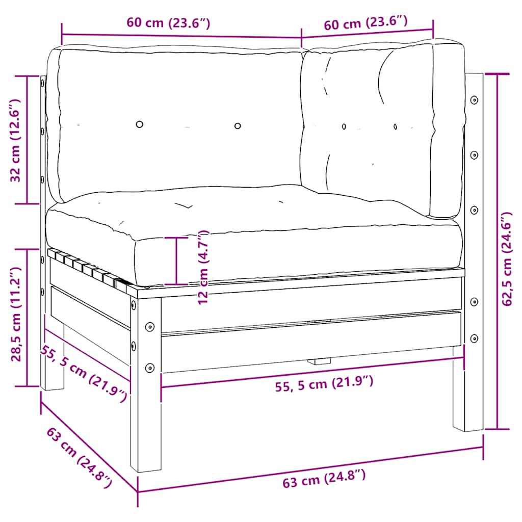 Set mobilier de grădină cu perne, 3 piese, gri, lemn masiv pin