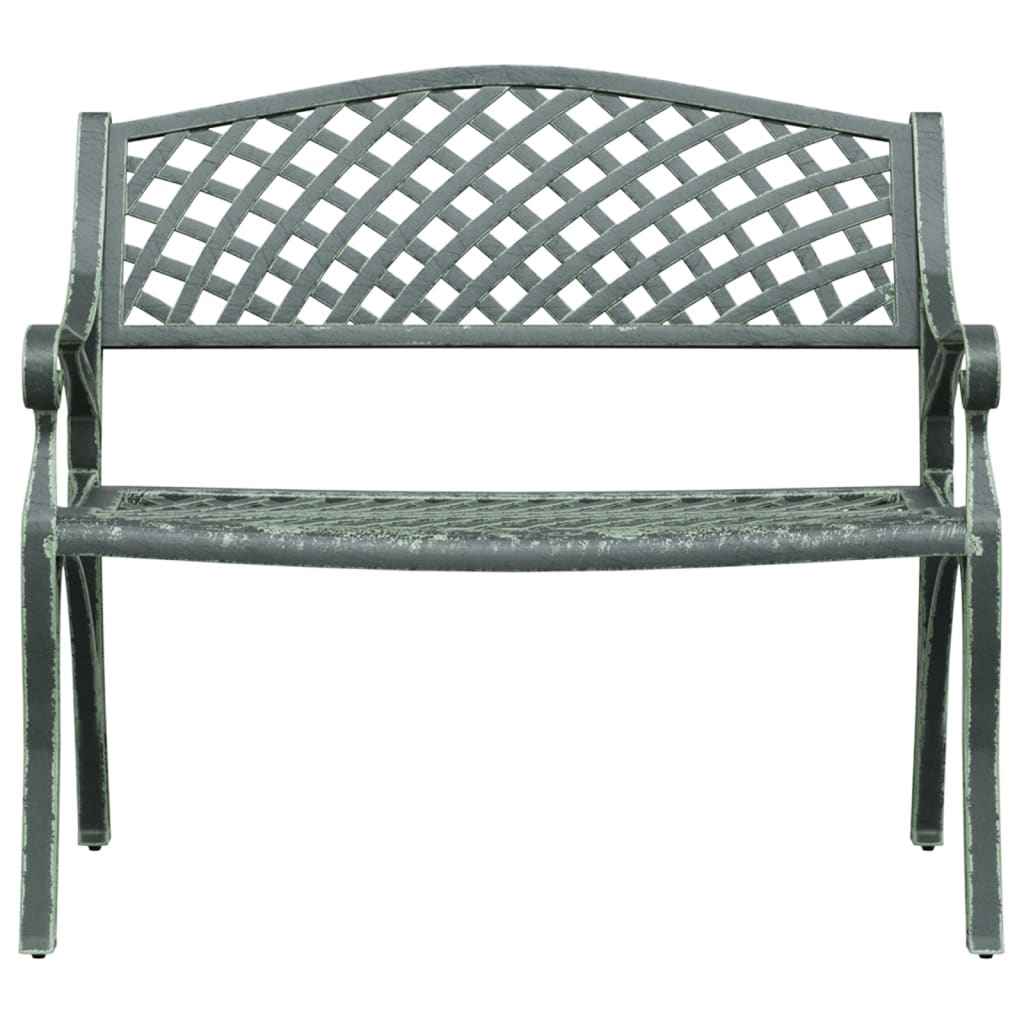 Bancă de grădină, verde, 102 cm, aluminiu turnat
