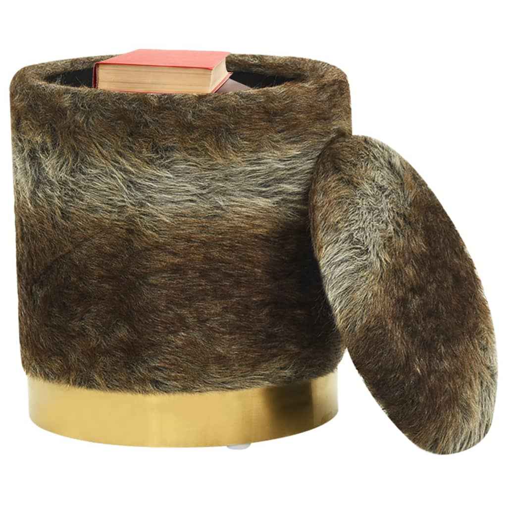 Taburet depozitare rotund, culoare mixtă, pluş 31 x 37 cm