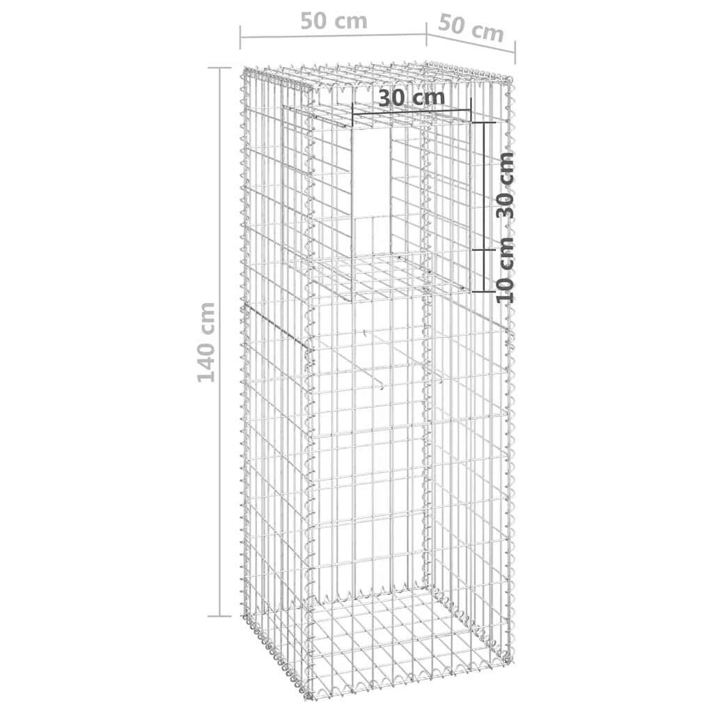 Stâlpi coș gabion, 2 buc., 50x50x140 cm, fier
