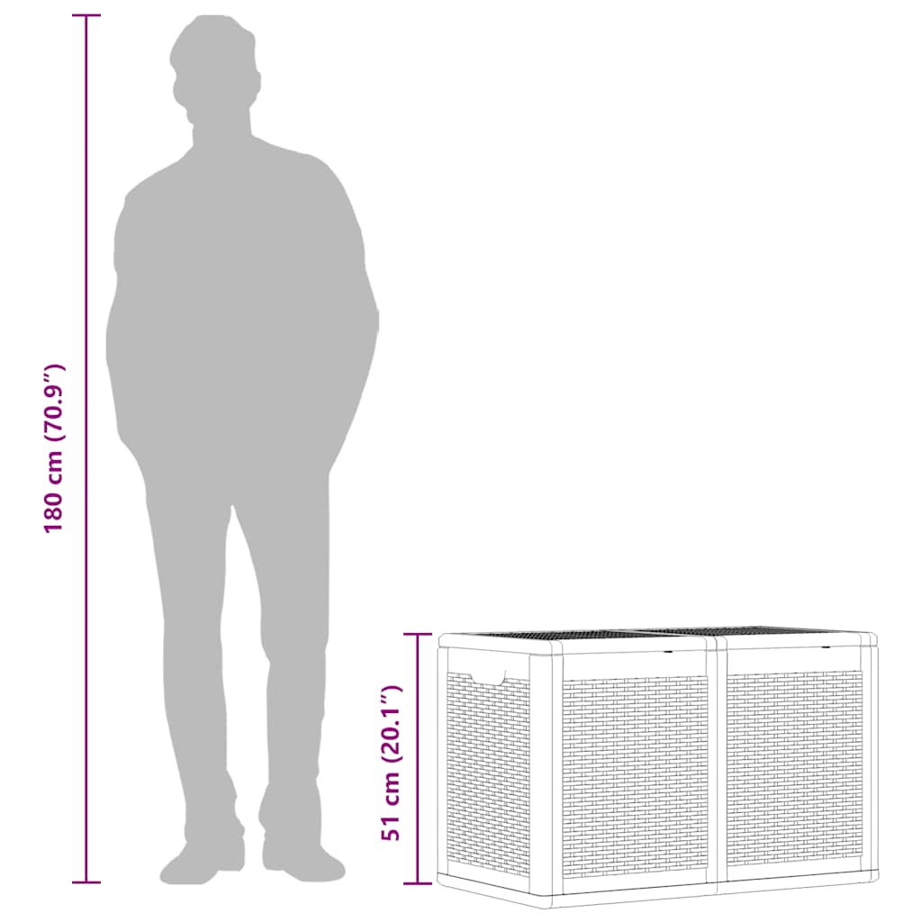 Cutie de depozitare pentru grădină, negru, 180L, PP ratan