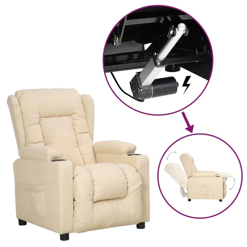 Fotoliu cu ridicare, crem, material textil