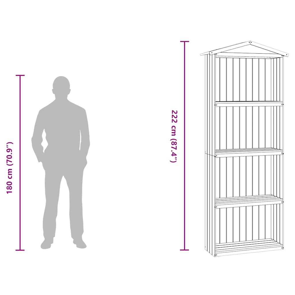Magazie unelte de grădină, 87x33x222 cm, lemn de pin tratat