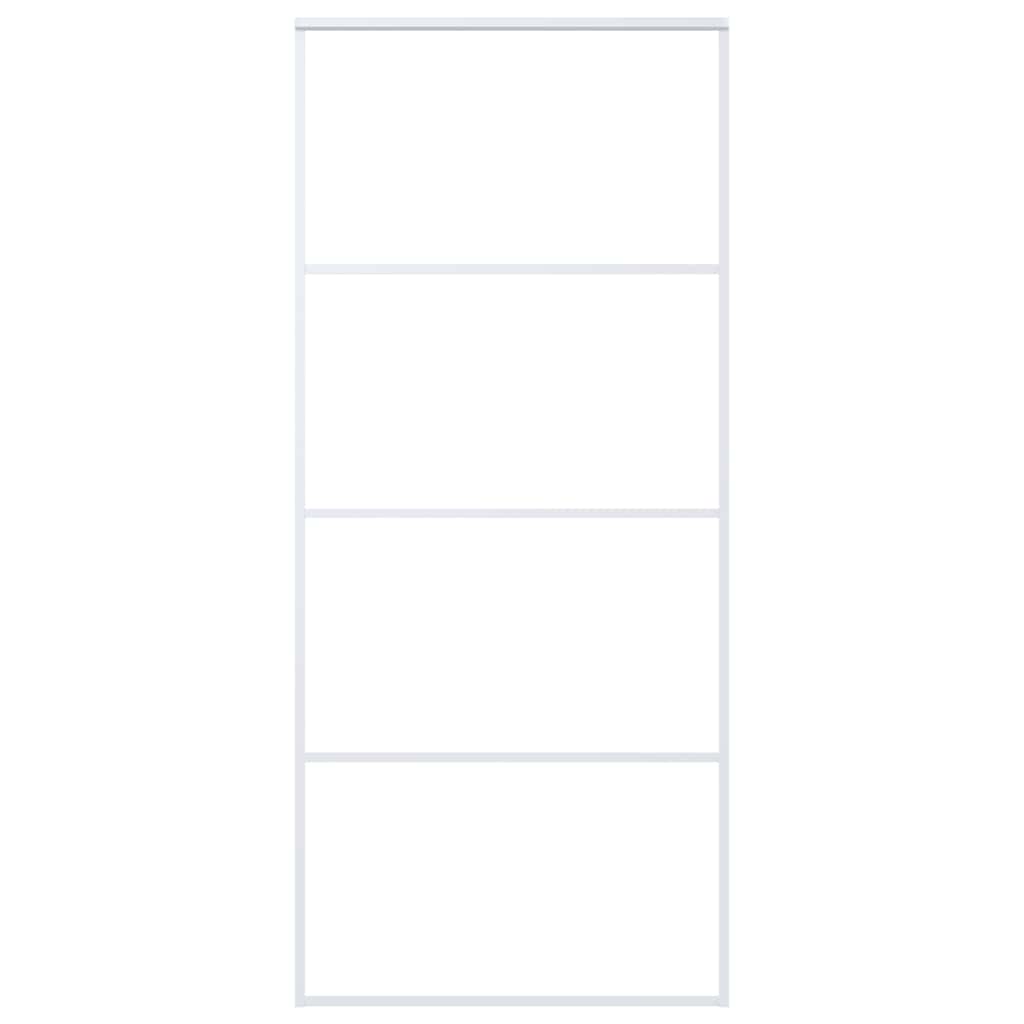 Ușă glisantă, alb, 90x205 cm, sticlă ESG și aluminiu