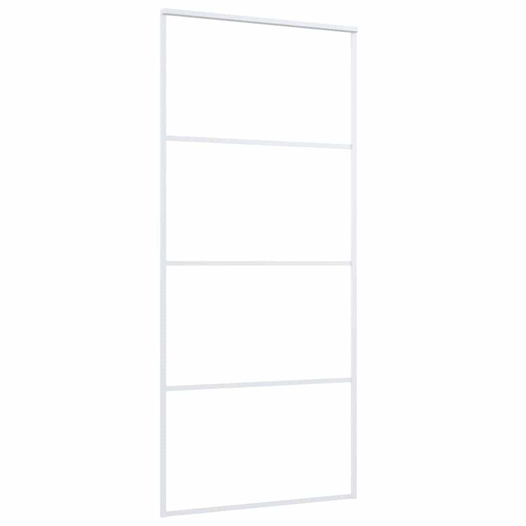 Ușă glisantă, alb, 90x205 cm, sticlă ESG și aluminiu