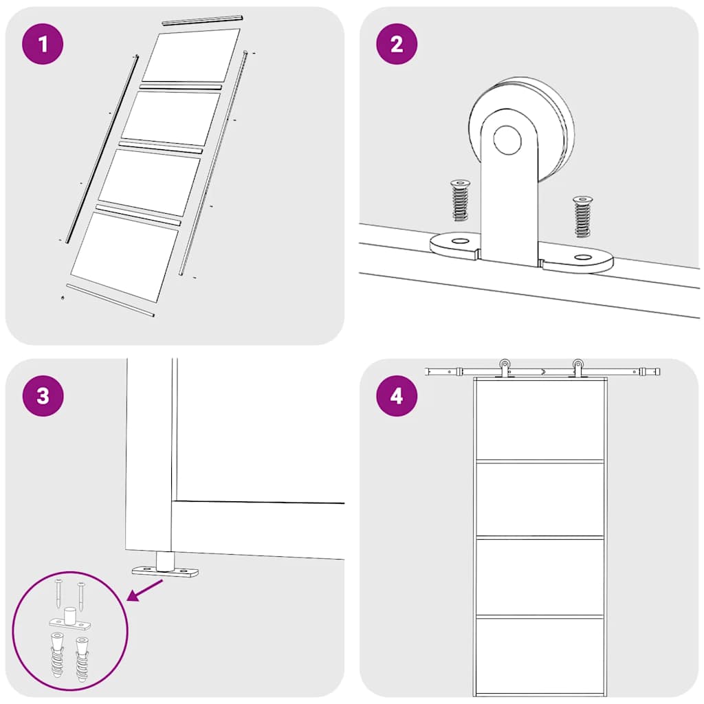 Ușă glisantă, alb, 90x205 cm, sticlă ESG și aluminiu