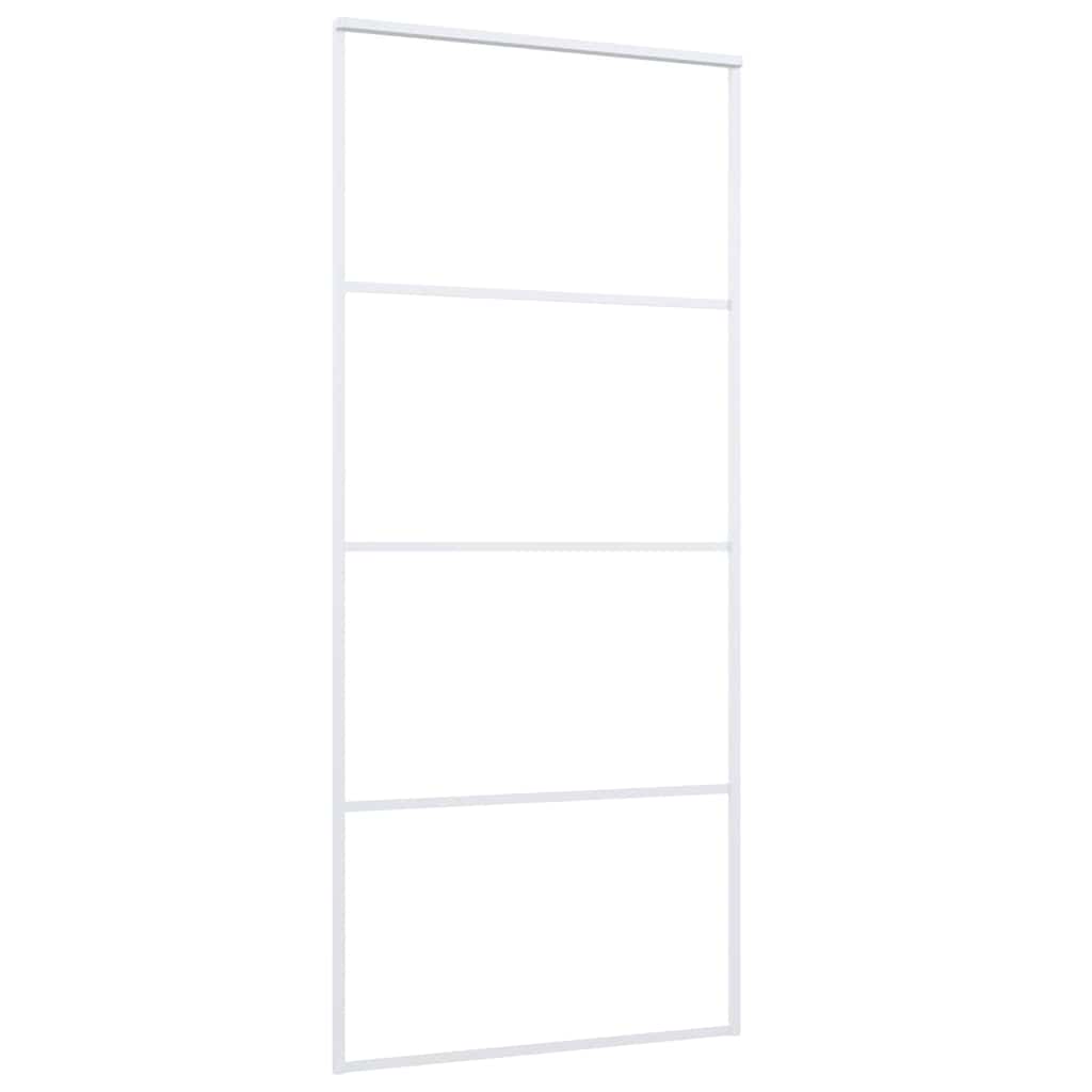 Ușă glisantă, alb, 90x205 cm, sticlă ESG mată și aluminiu