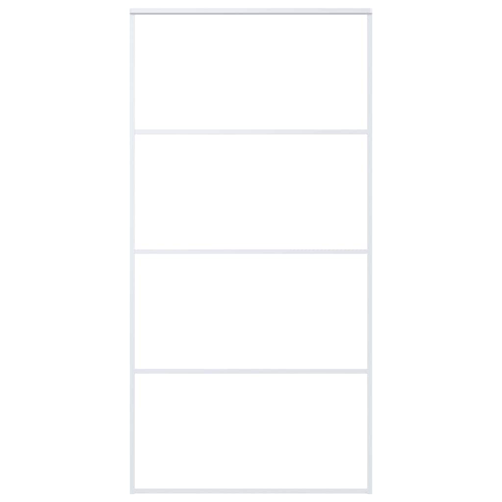Ușă glisantă, alb, 102,5x205 cm, sticlă mată ESG și aluminiu