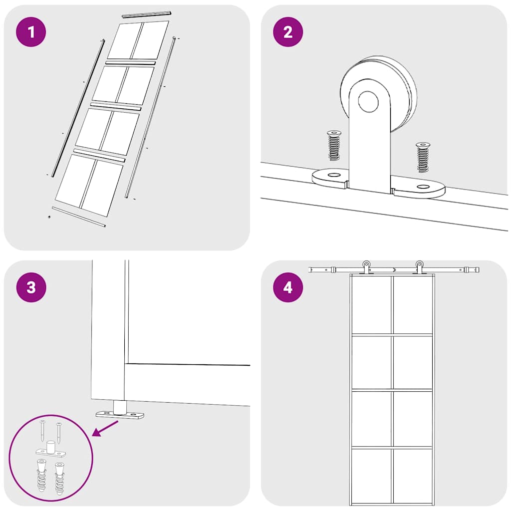 Ușă glisantă, alb, 76x205 cm, sticlă ESG și aluminiu