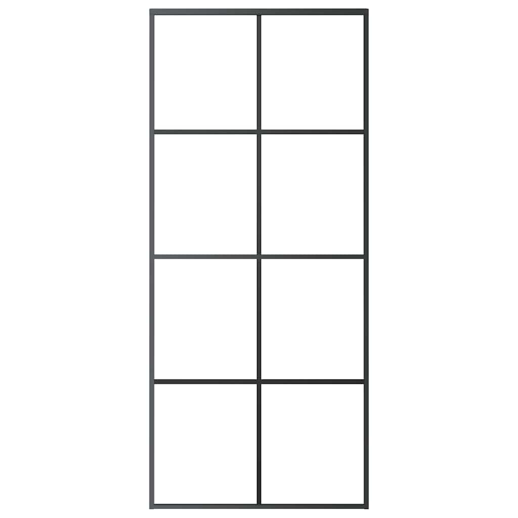 Ușă glisantă, negru, 90x205 cm, sticlă ESG și aluminiu