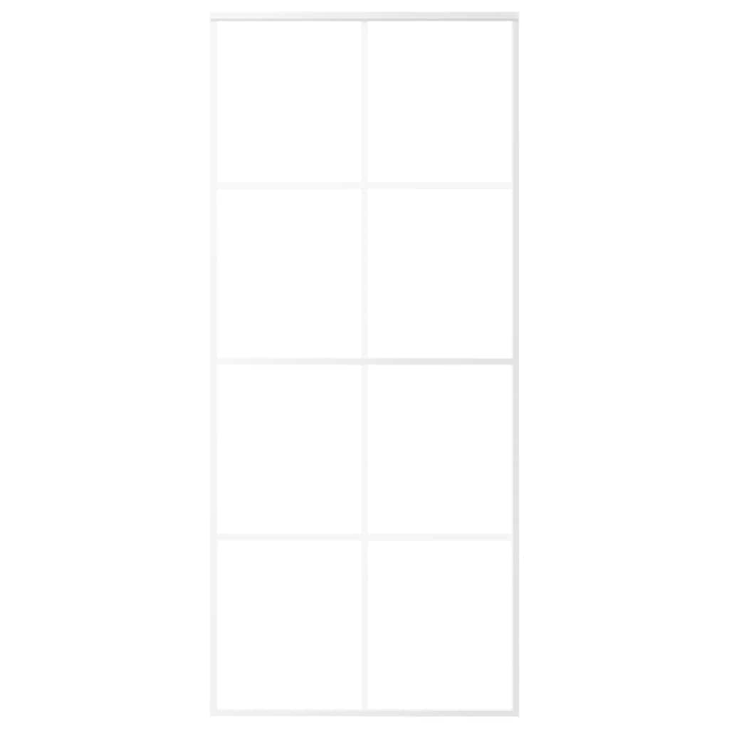 Ușă glisantă, alb, 90x205 cm, sticlă ESG și aluminiu