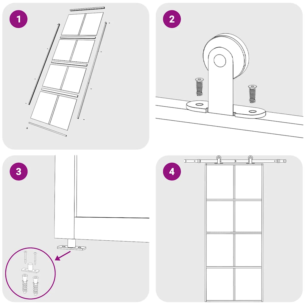 Ușă glisantă, alb, 90x205 cm, sticlă ESG și aluminiu