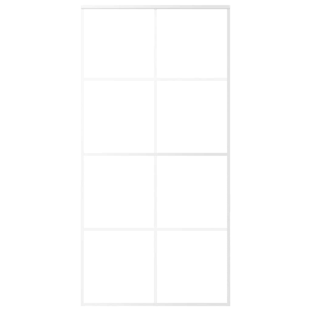 Ușă glisantă, alb, 102,5x205 cm, sticlă mată ESG și aluminiu