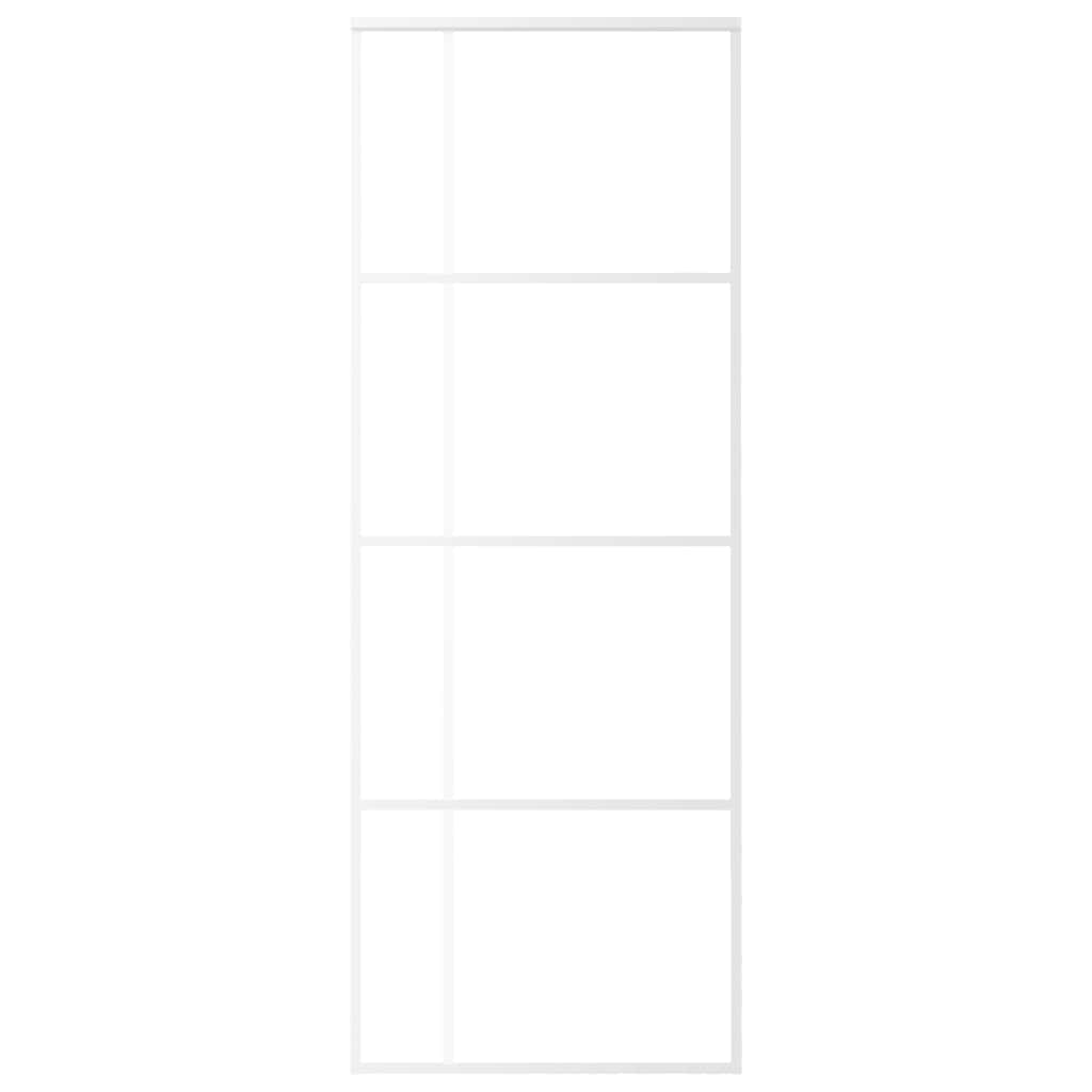 Ușă glisantă, alb, 76x205 cm, sticlă ESG și aluminiu