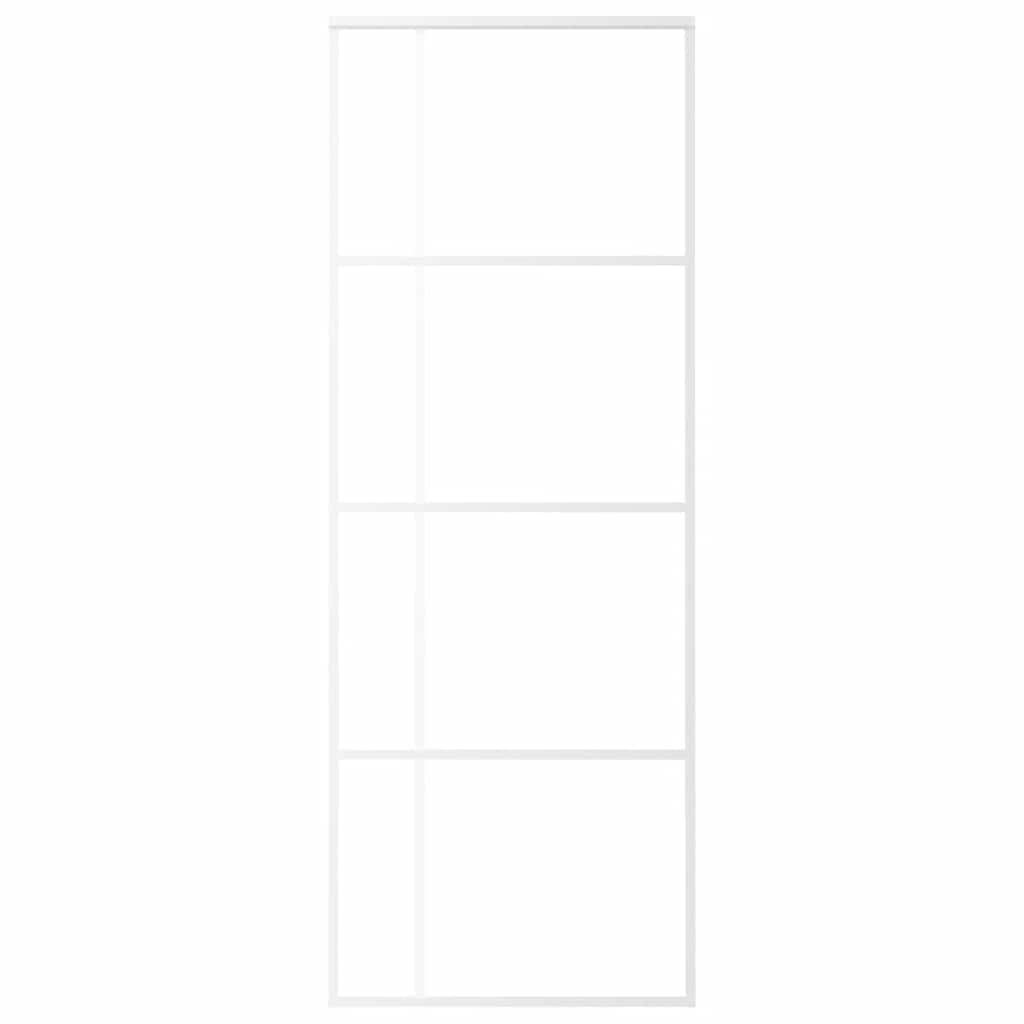 Ușă glisantă, alb, 76x205 cm, sticlă mată ESG și aluminiu