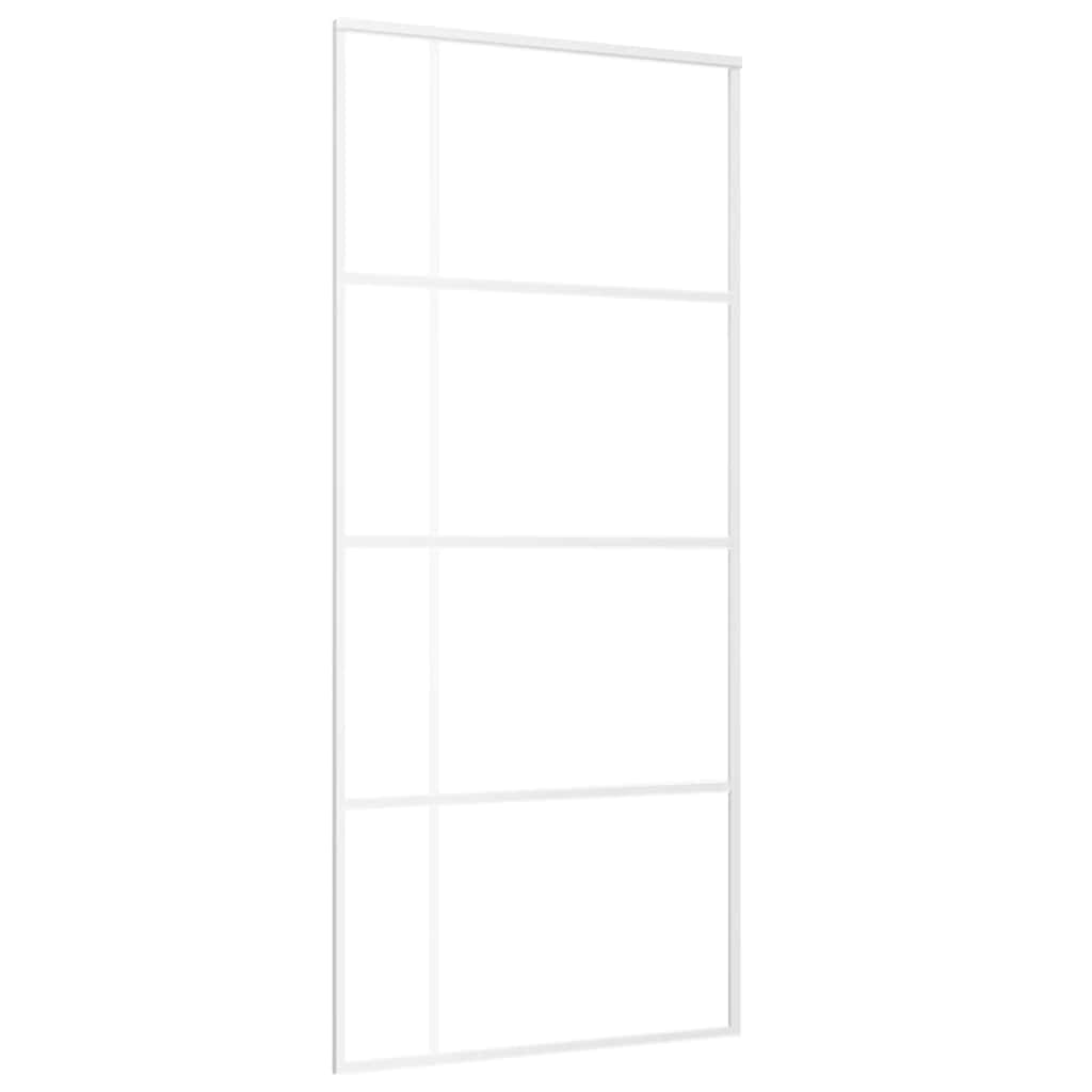 Ușă glisantă, alb, 90x205 cm, sticlă ESG mată și aluminiu