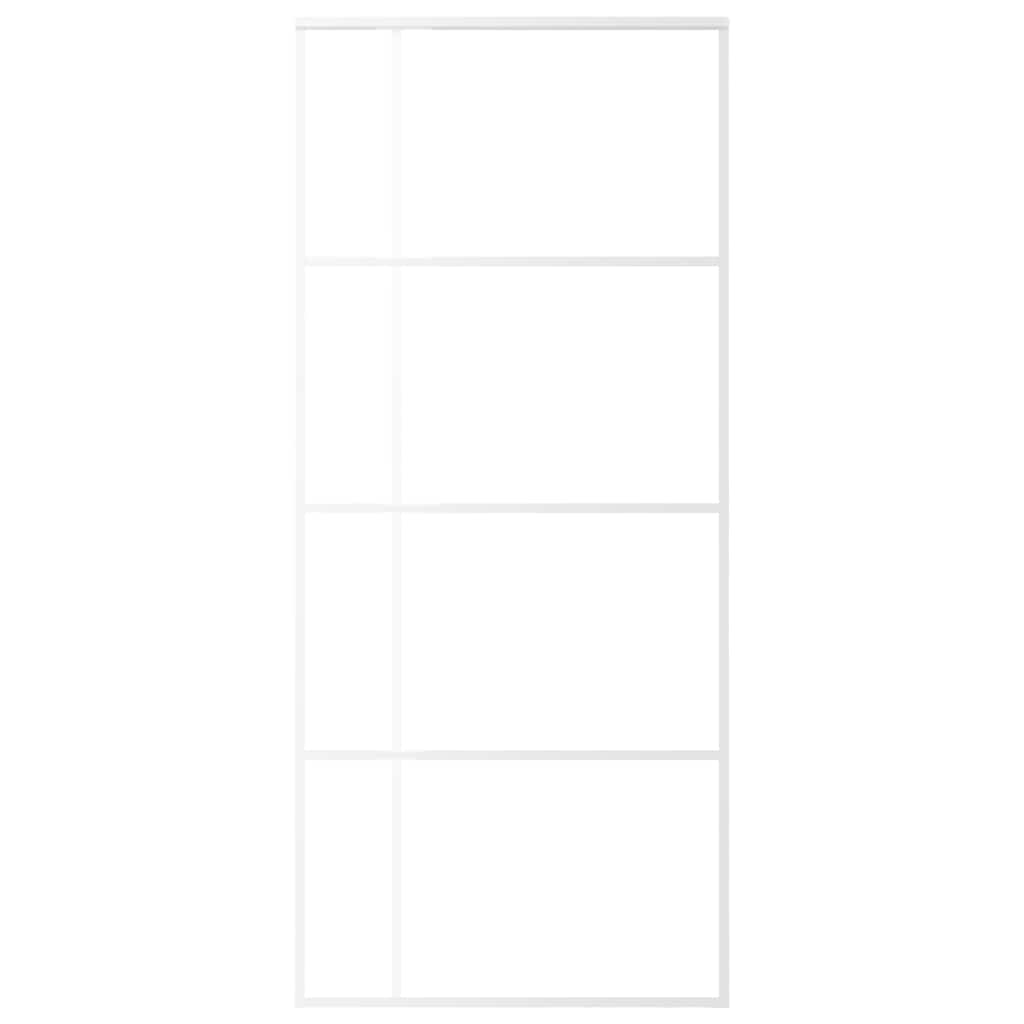 Ușă glisantă, alb, 90x205 cm, sticlă ESG mată și aluminiu