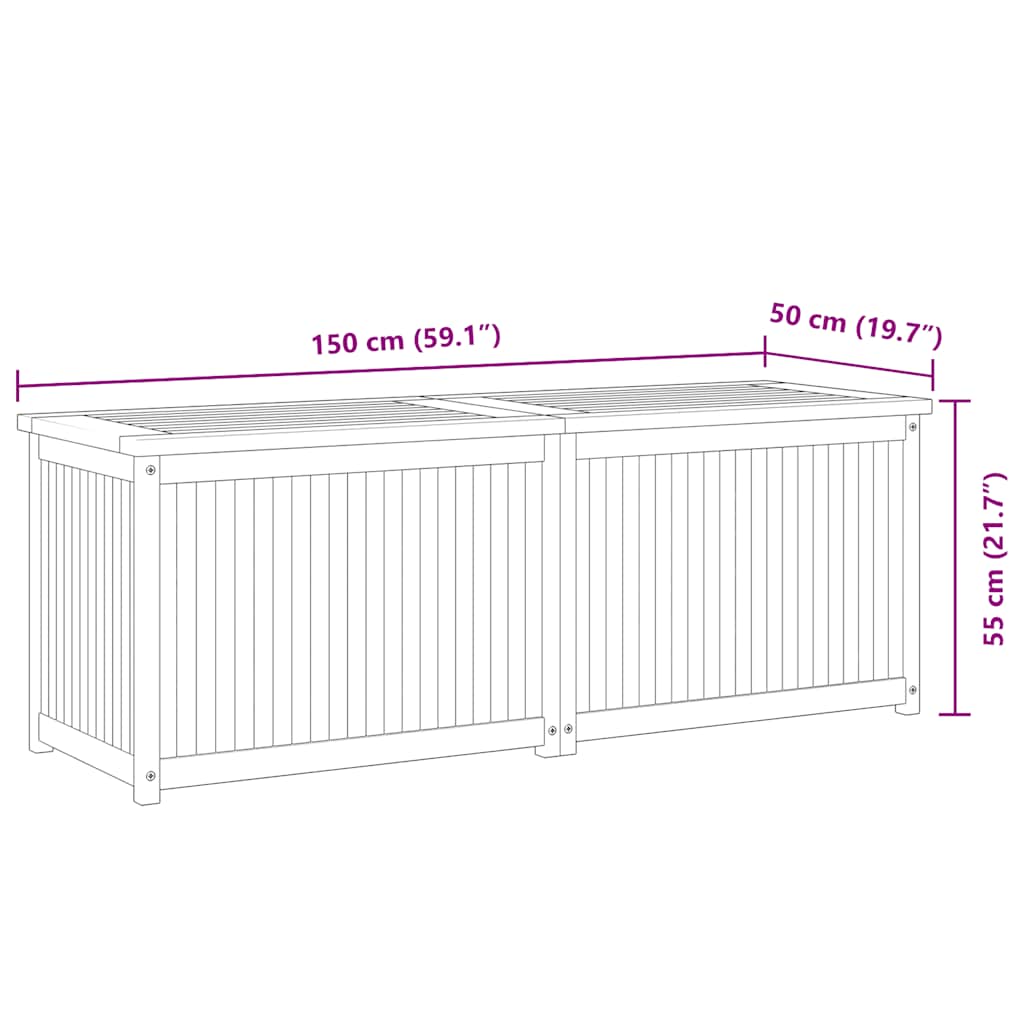 Cutie de grădină, 150x50x55 cm, lemn masiv de tec