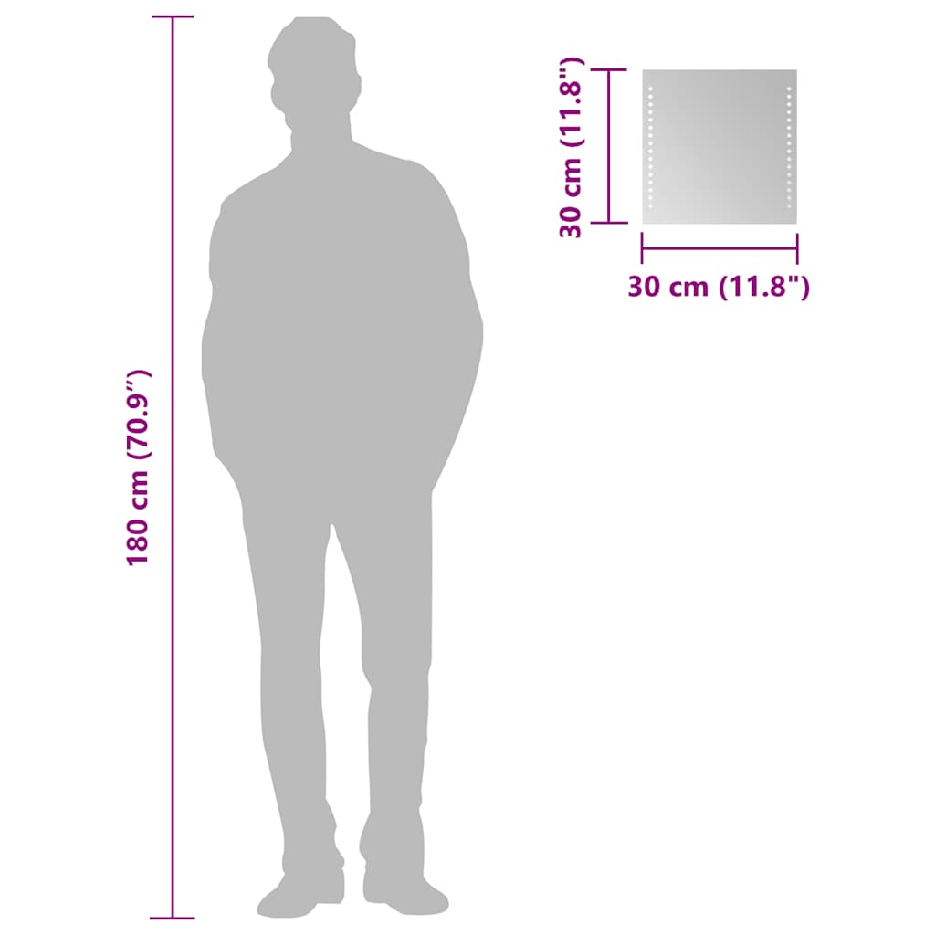 Oglindă cu LED de baie, 30x30 cm