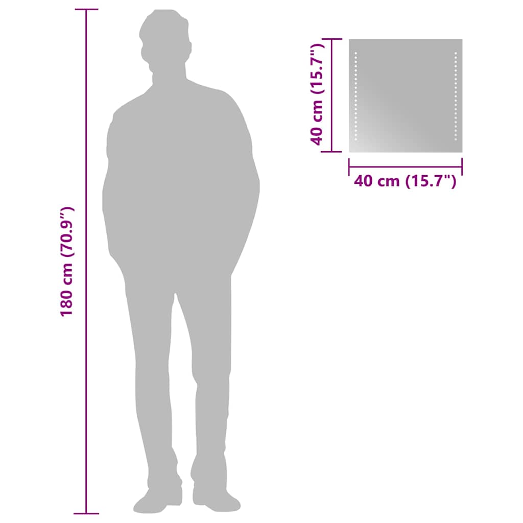 Oglindă de baie cu LED, 40x40 cm - Vendito