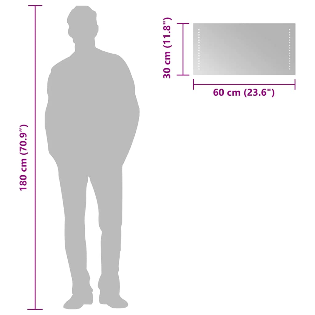 Oglindă cu LED de baie, 60x30 cm