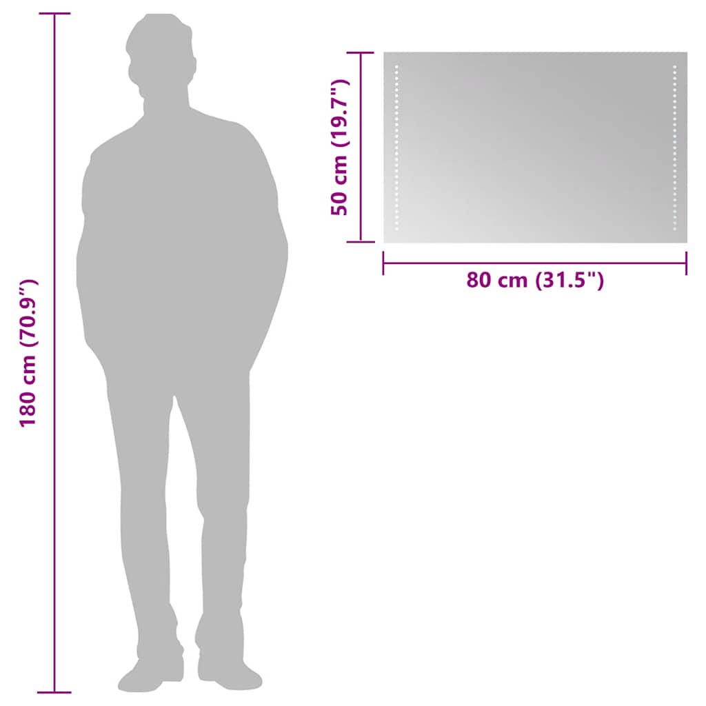 Oglindă de baie cu LED, 80x50 cm