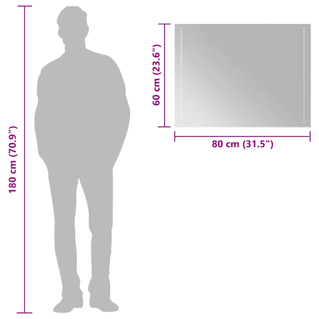 Oglindă de baie cu LED, 80x60 cm