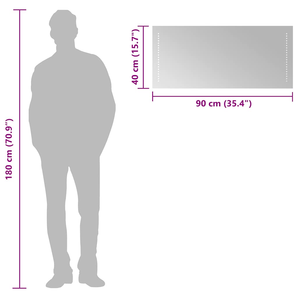 Oglindă de baie cu LED, 90x40 cm