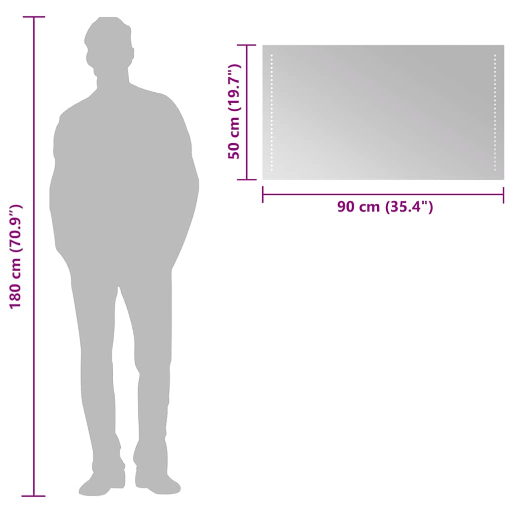 Oglindă de baie cu LED, 90x50 cm