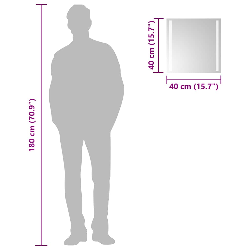 Oglindă de baie cu LED, 40x40 cm