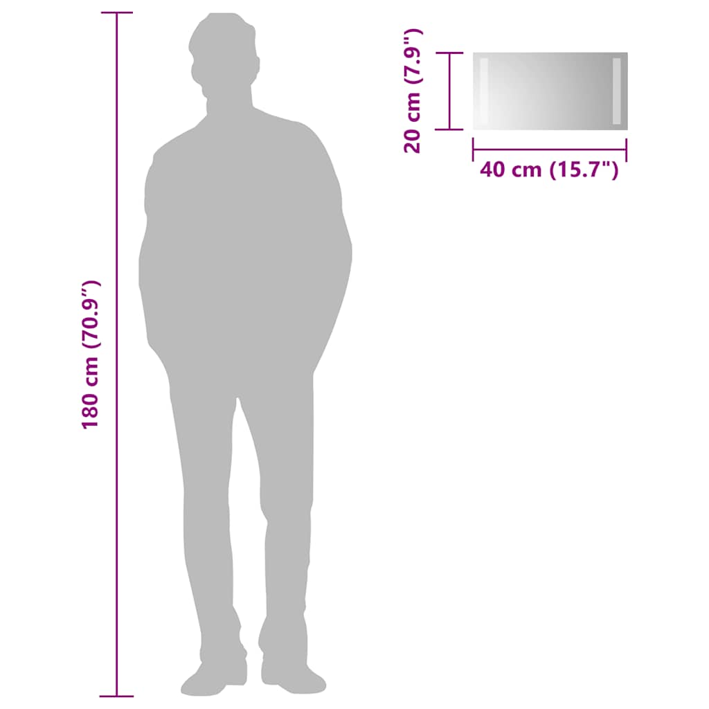 Oglindă de baie cu LED, 40x20 cm - Vendito