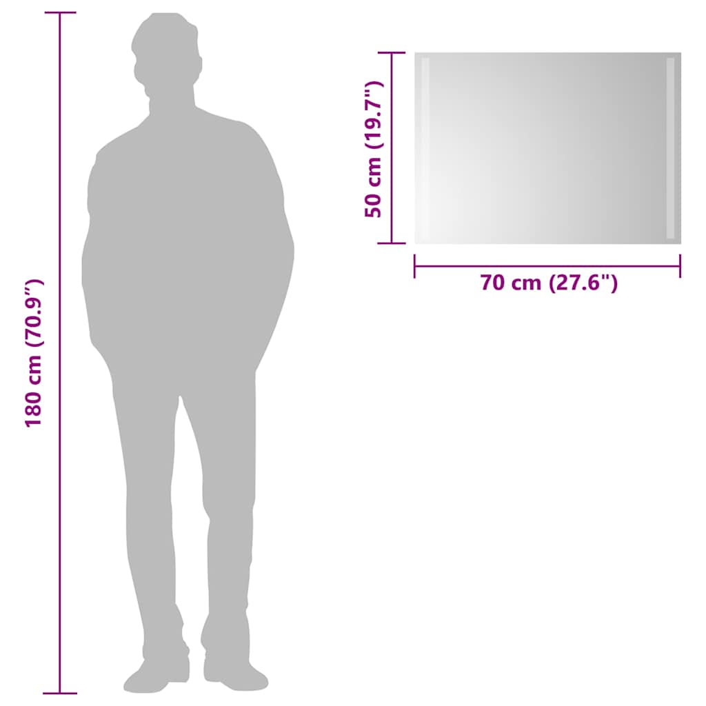 Oglindă de baie cu LED, 70x50 cm