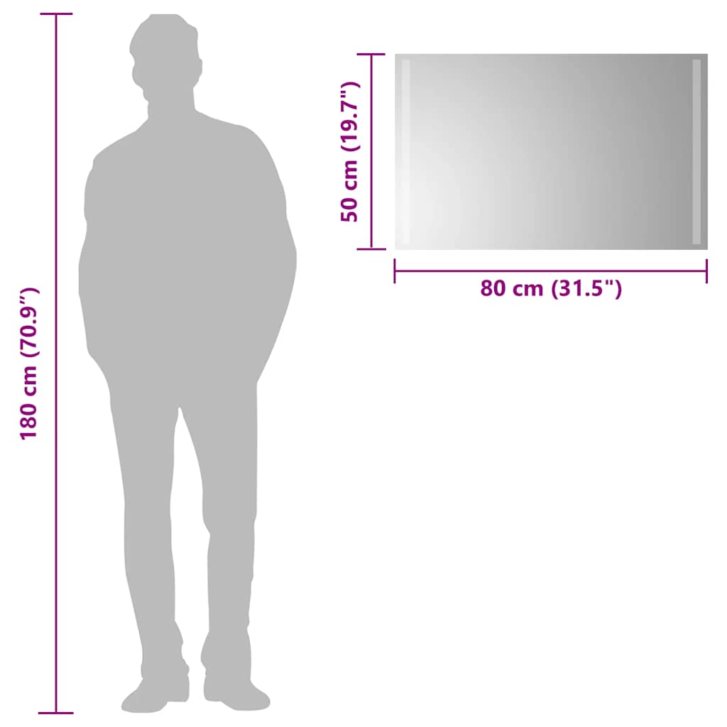 Oglindă de baie cu LED, 80x50 cm