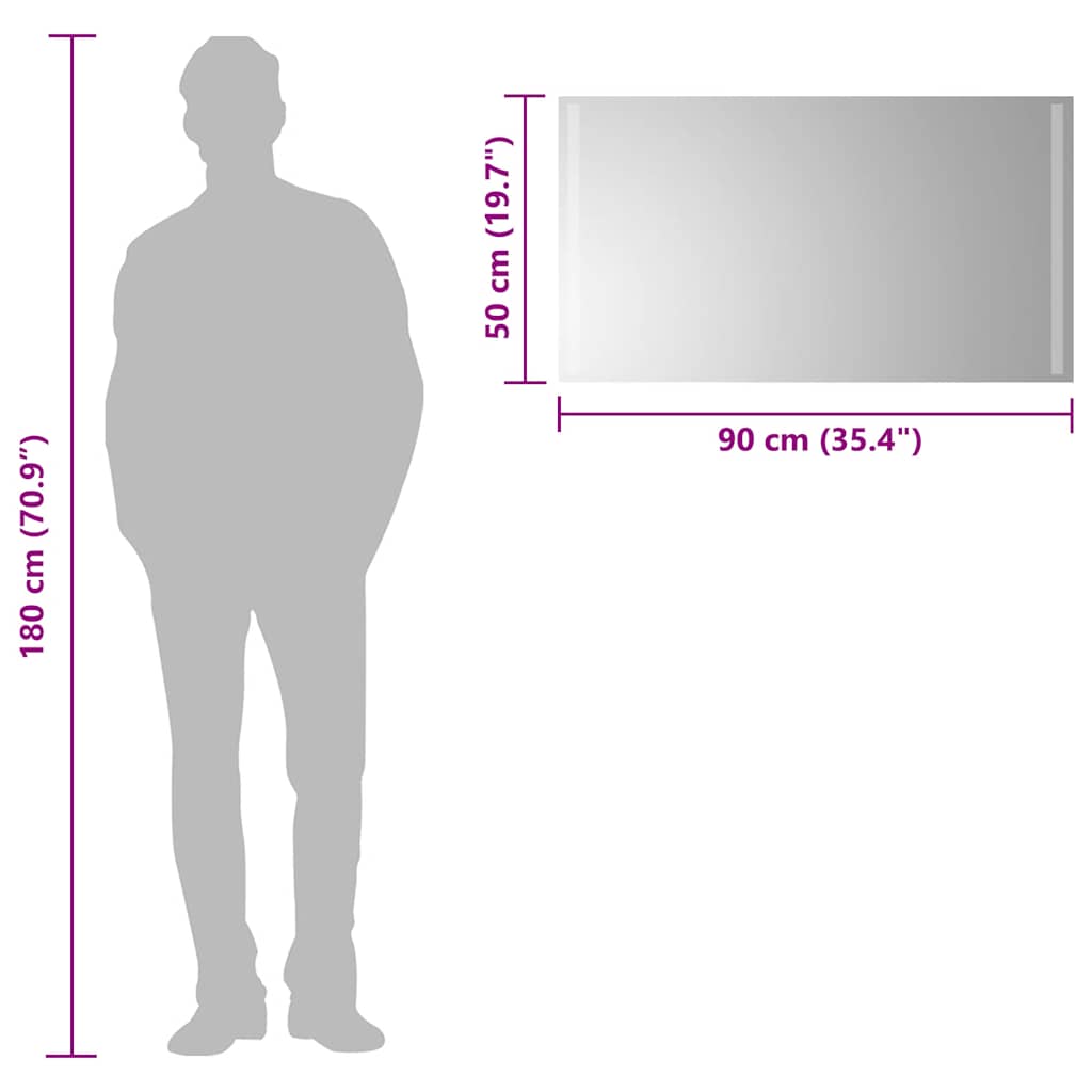 Oglindă de baie cu LED, 90x50 cm