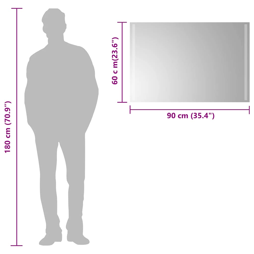 Oglindă de baie cu LED, 90x60 cm