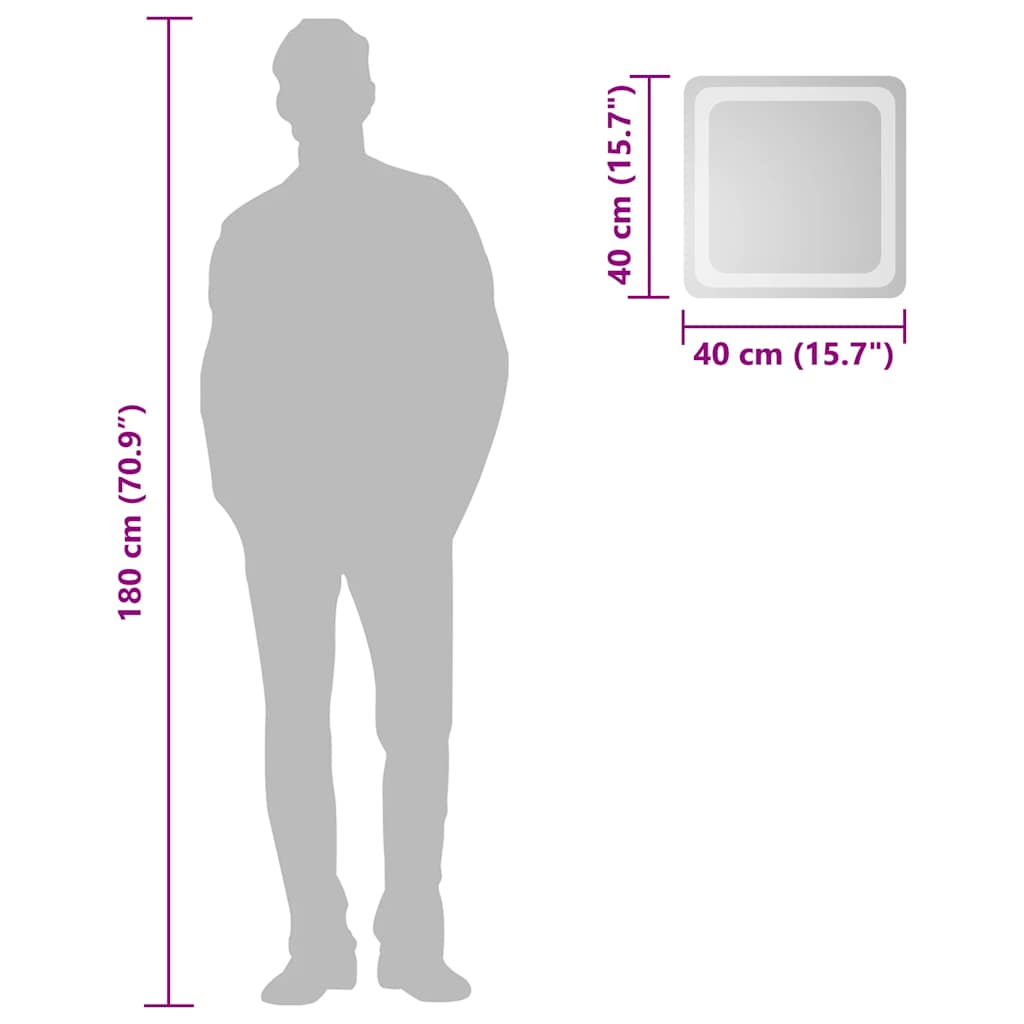 Oglindă de baie cu LED, 40x40 cm