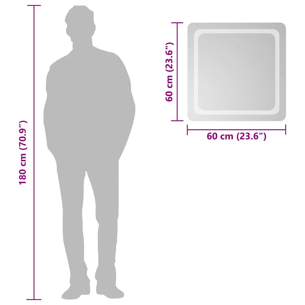 Oglinda de baie cu LED, 60x60 cm