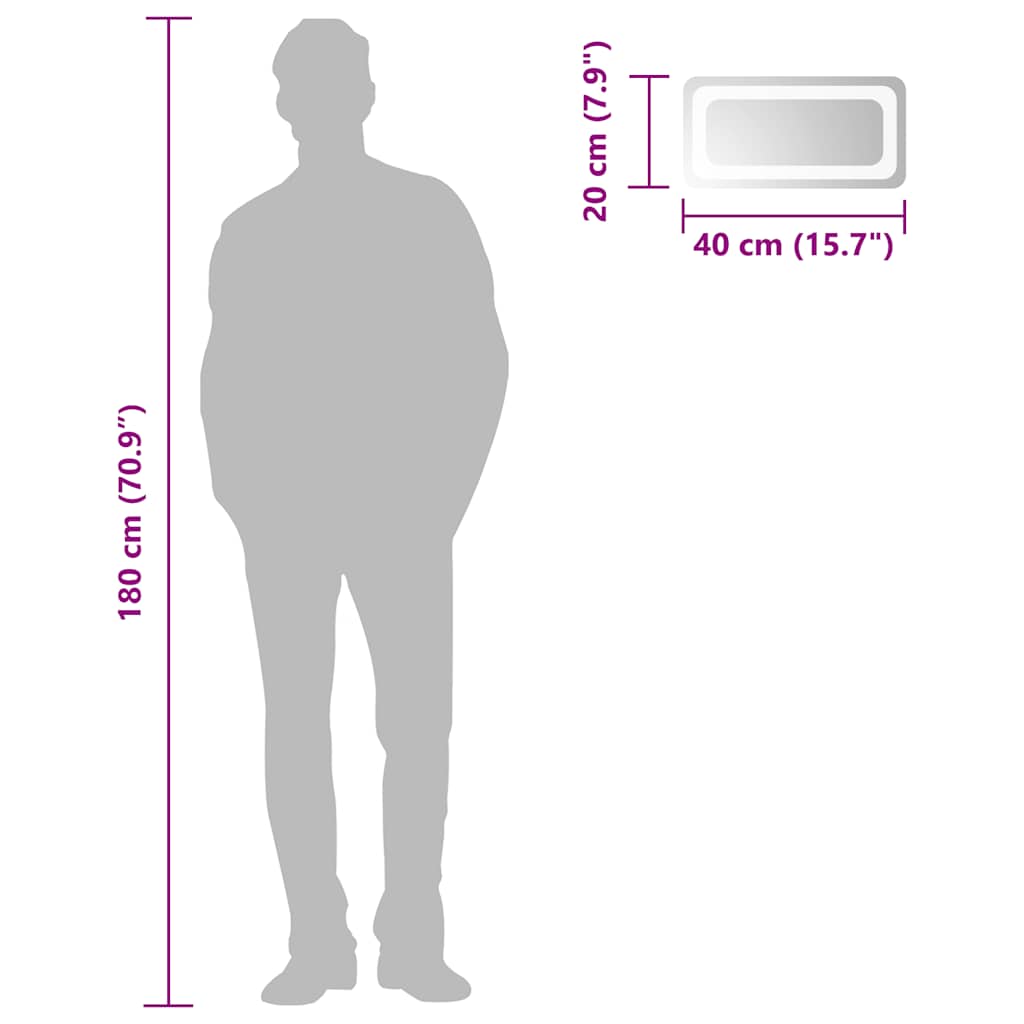 Oglindă de baie cu LED, 40x20 cm