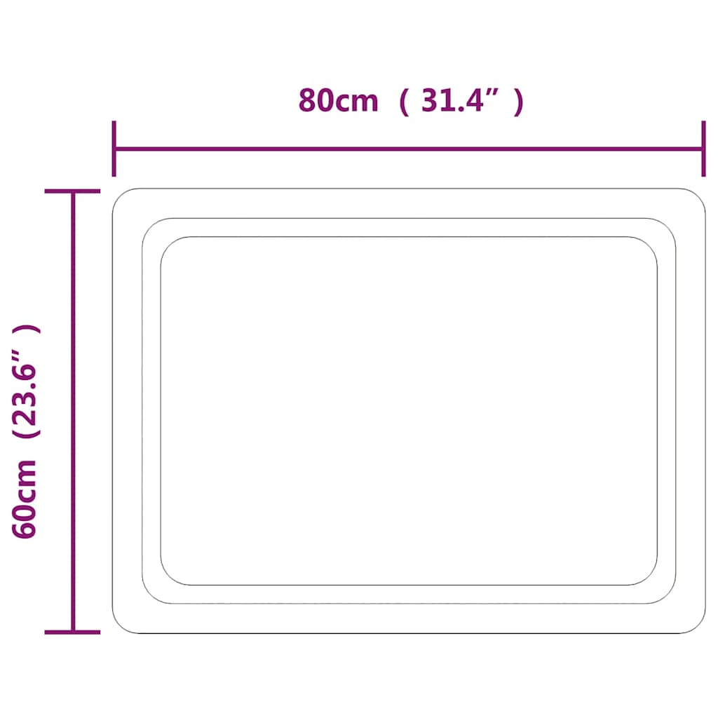 Oglindă de baie cu LED, 80x60 cm