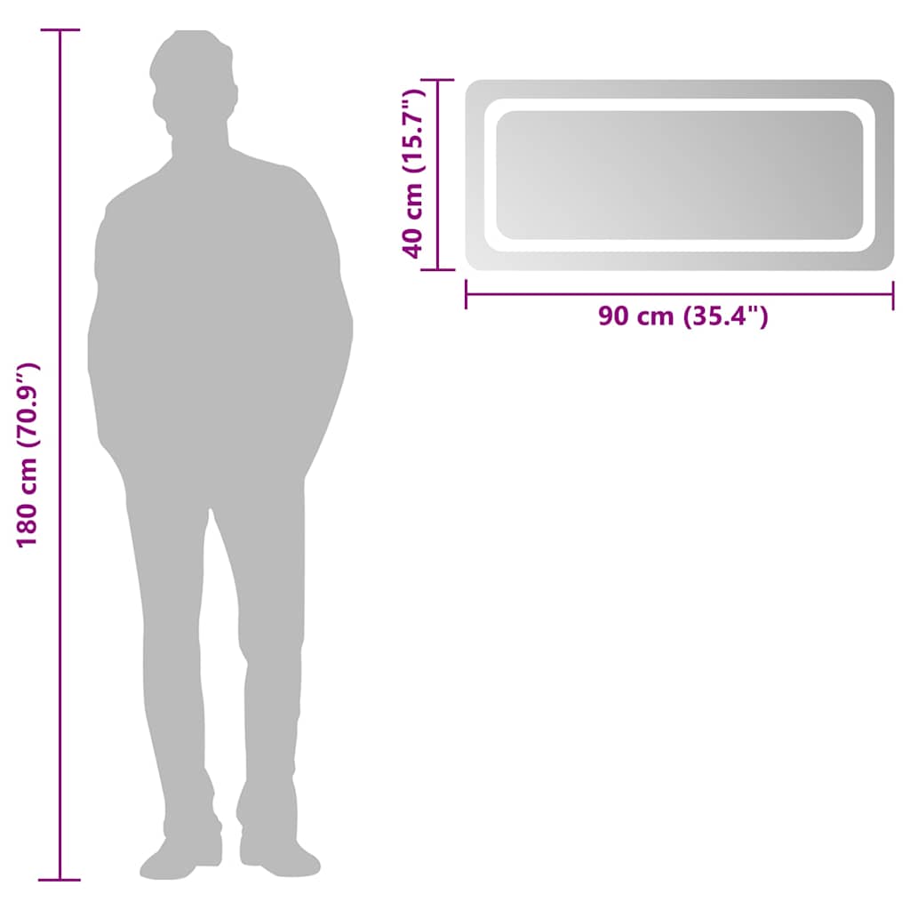 Oglindă de baie cu LED, 90x40 cm