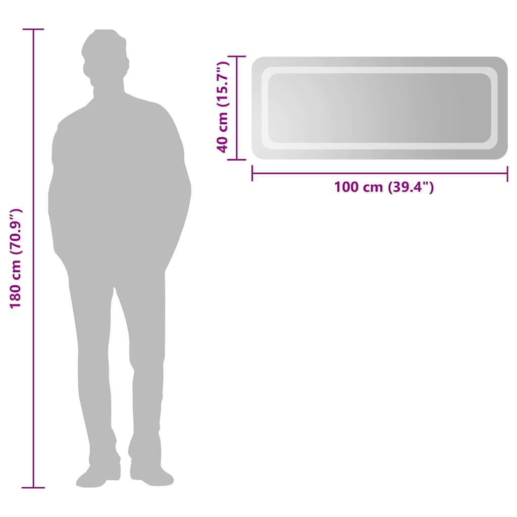 Oglindă de baie cu LED, 100x40 cm