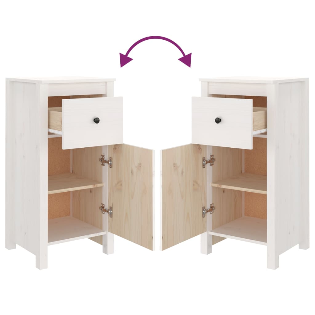 Servante, 2 buc., alb, 40x35x80 cm, lemn masiv de pin