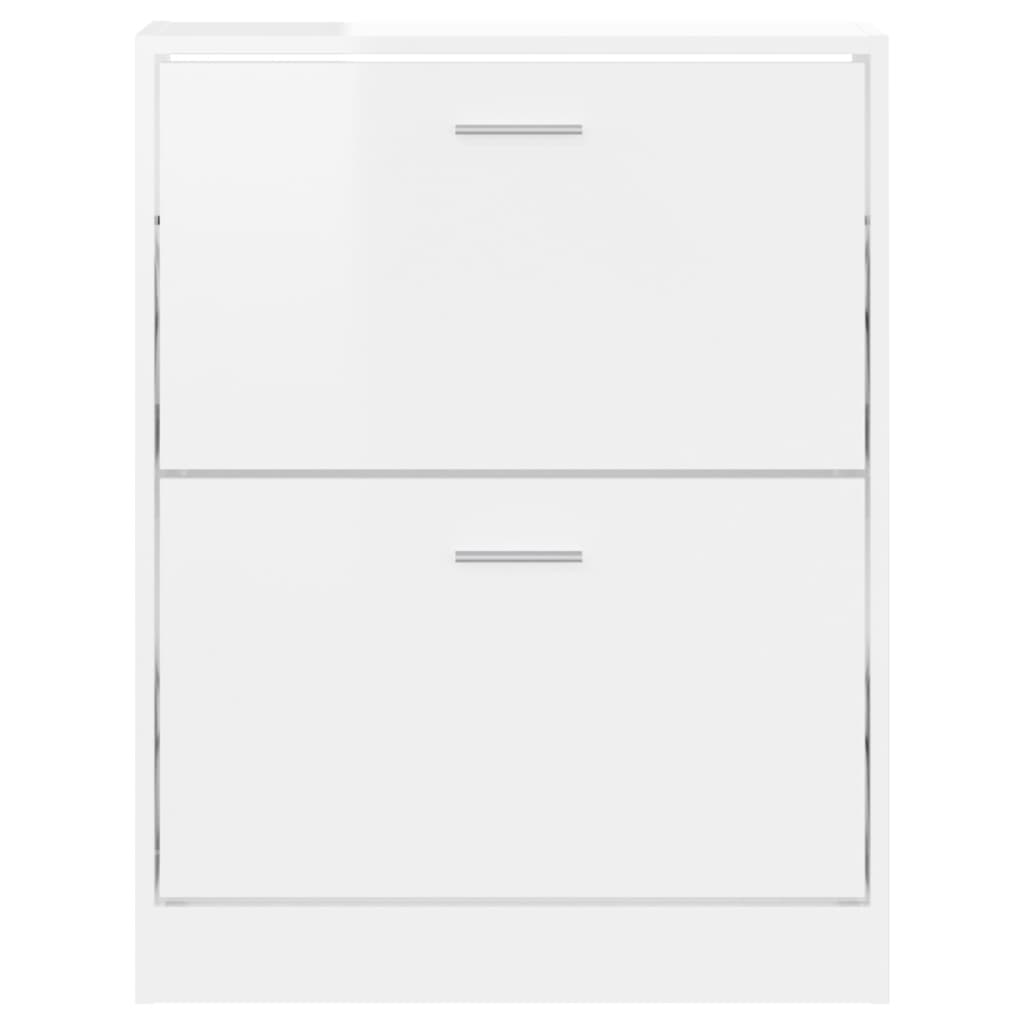 Pantofar, alb extralucios, 59x17x81 cm, lemn prelucrat