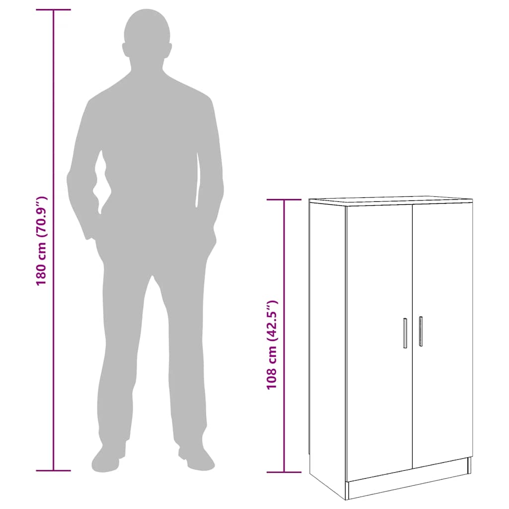 Pantofar, stejar maro, 55x35x108 cm, lemn prelucrat