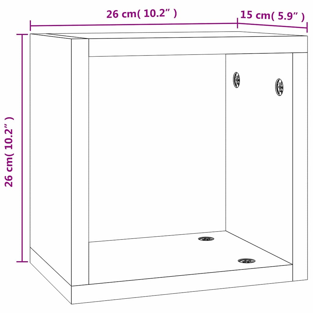 Șemele de perete 4 pcs Maro 26 x 15 x 26 cm Lemn compozit
