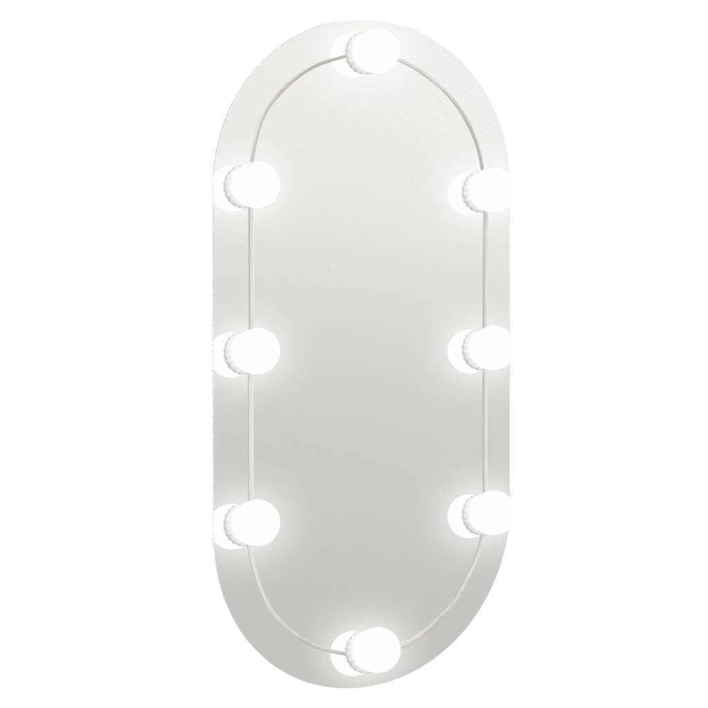 Oglindă ovală cu lumini LED, 80x40, cm sticlă