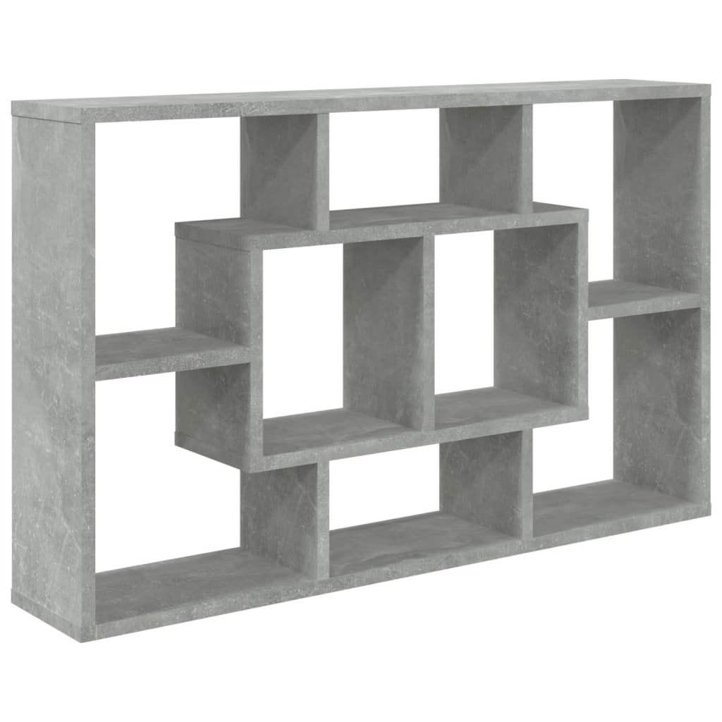 Raft de perete, gri beton, 85x16x52,5 cm, lemn prelucrat