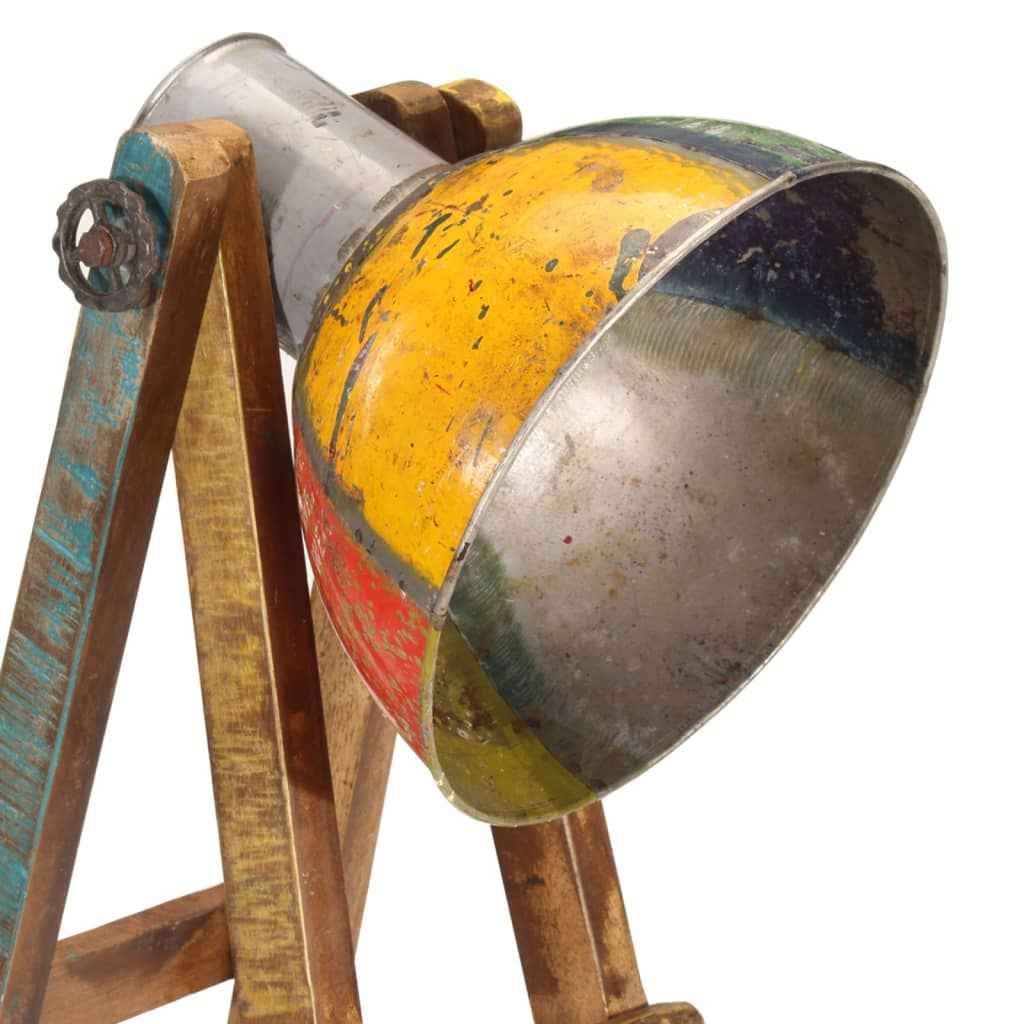 Lampă de podea multicoloră E27, lemn masiv de mango