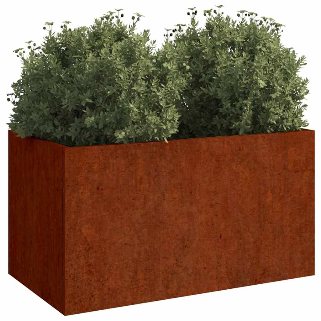 Jardinieră, 62x30x29 cm, oțel corten