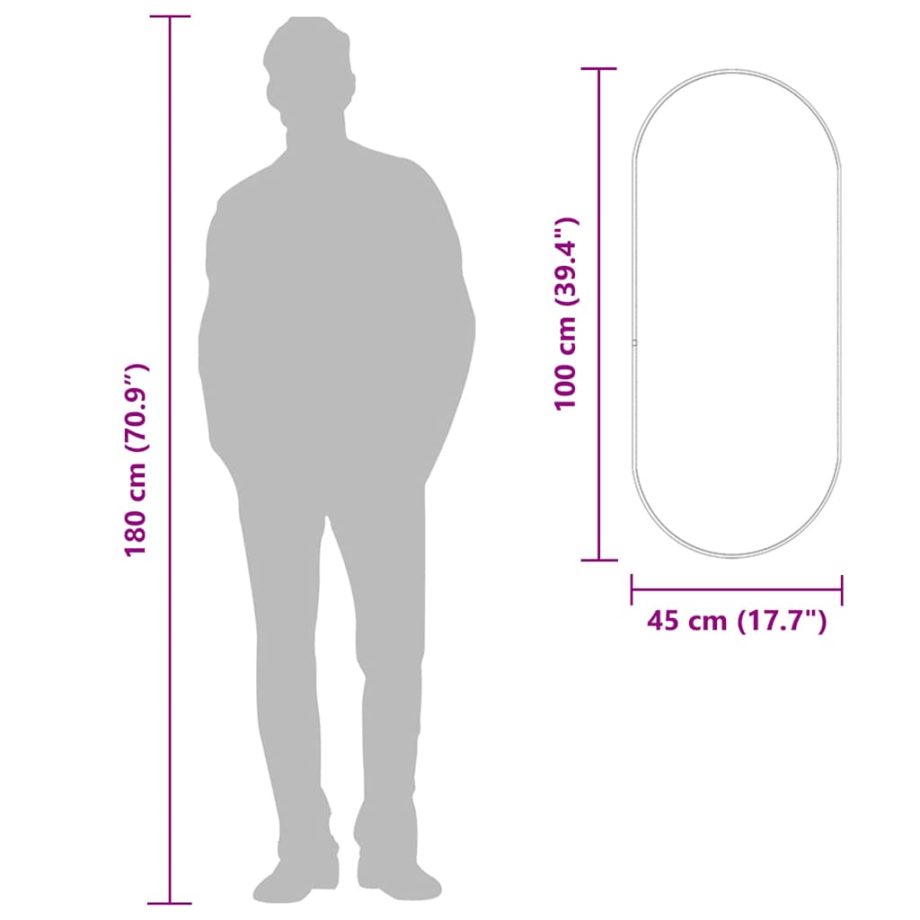 Oglindă de perete, auriu, 100x45 cm, ovală